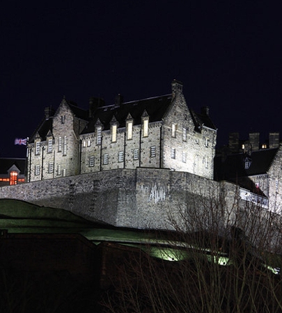 Edinburgh Castle at night. Jewellery Valuation in Edinburgh